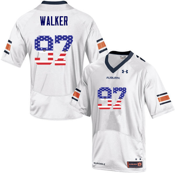 Men's Auburn Tigers #97 Gary Walker USA Flag Fashion White College Stitched Football Jersey